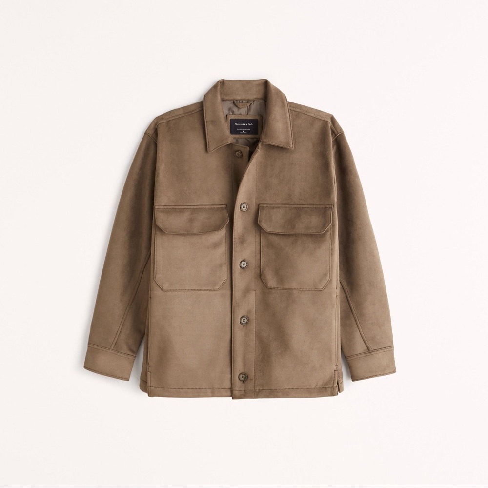 A&F Relaxed Vegan Suede Shirt Jacket